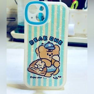 Bear one with attach pop socket I phone 14 jelly case